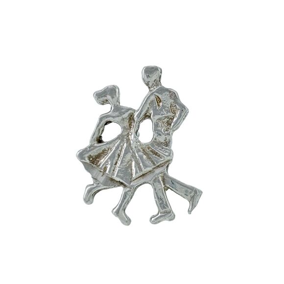 Vintage Sterling Silver 925 Ballroom Square Dancer Lapel Pin Tie Brooch - Picture 1 of 6